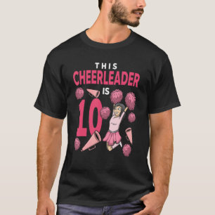 T-shirt Ce Pom-pom girl Est 10 Anniversaire Cheerleader