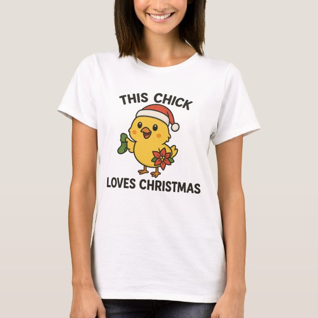 T-shirt Ce poussin aime Noël (Devant)