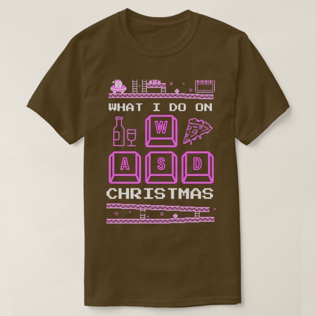 T-shirt Ce que je fais à Noël Jouer Jeux Pizza Vin (Design devant)