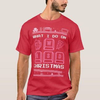 T-shirt Ce que je fais aux Jeux de Noël Spielen Pizza Bier
