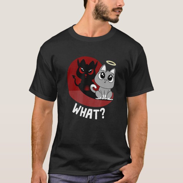 T-shirt Ce que je n'étais pas - Drôle de chat méchant Mign (Devant)