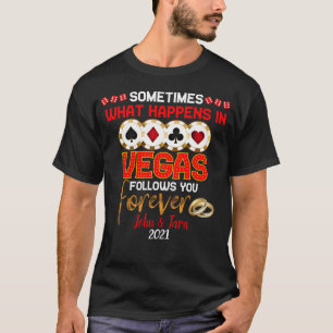 T-shirt Ce qui se passe à Vegas Anniversaire couple mari