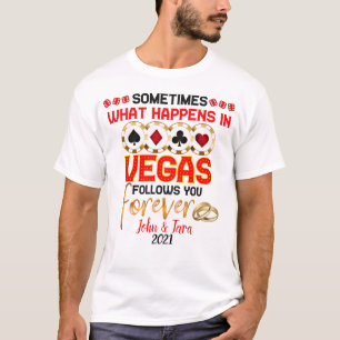 T-shirt Ce qui se passe à Vegas Anniversaire Marié Coupl
