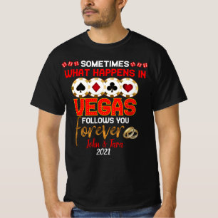 T-shirt Ce qui se passe à Vegas Anniversaire Marié Couple 