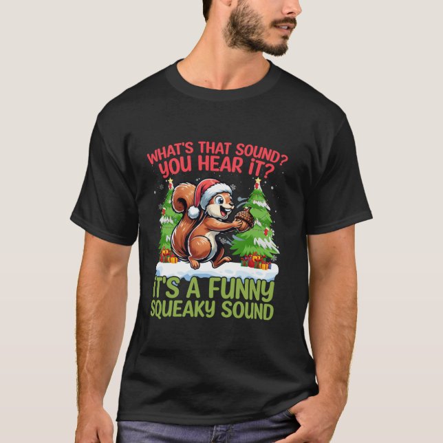 T-shirt Ce Qui Sonne Acorn Santa Hat Squirrel Tree Snow (Devant)