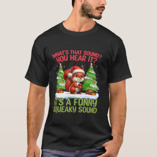 T-shirt Ce Qui Sonne Drôle Santa Hat Écureuil Arbre Neige
