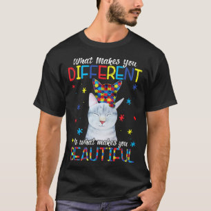 T-shirt Ce qui vous rend différent Chat Maman Autisme Enfa