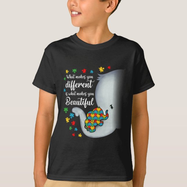 T-shirt Ce qui vous rend différent Éléphant Maman Autisme  (Devant)