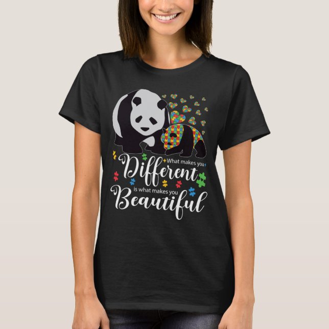 T-shirt Ce qui vous rend différent Panda Bear Maman Autism (Devant)