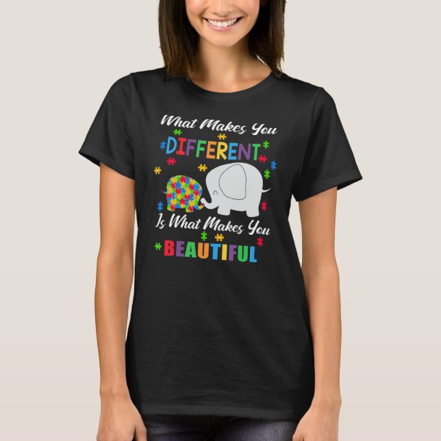 T-shirt Ce qui vous rend différents Autisme Enfant Elephan (Devant)