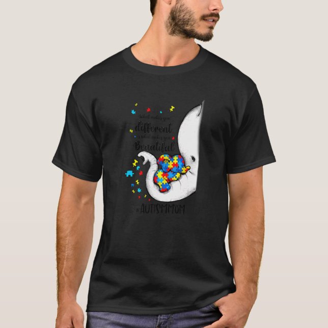 T-shirt Ce qui vous rend différents Elephant Maman Autisme (Devant)