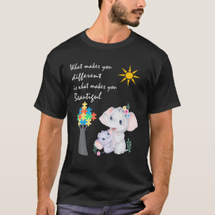 T-shirt Ce qui vous rend différents éléphant maman Autisme