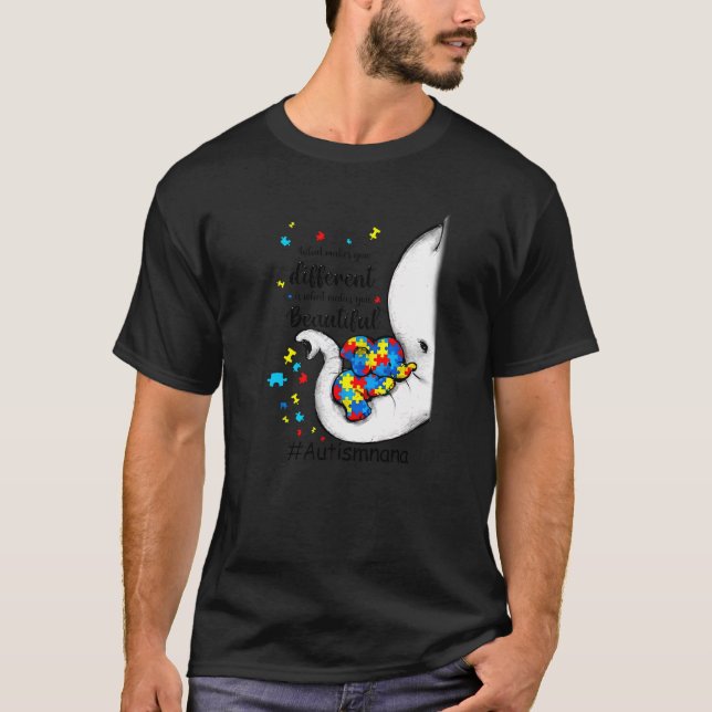 T-shirt Ce qui vous rend différents éléphant Nana Autism A (Devant)