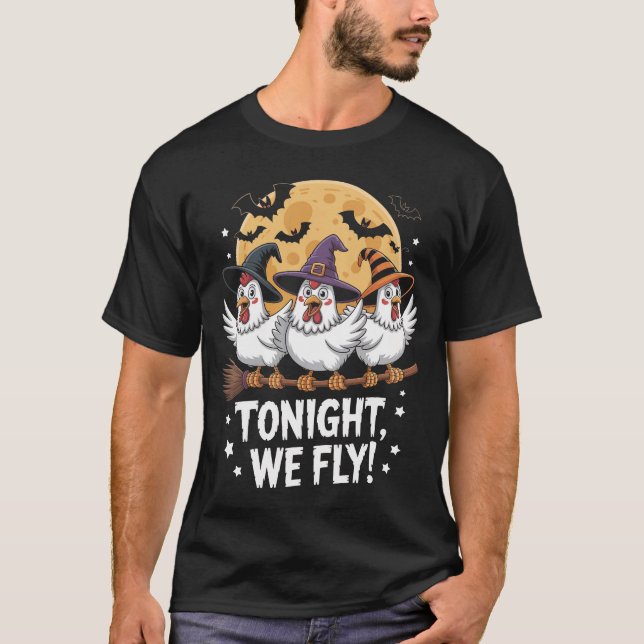 T-shirt Ce soir nous volons Halloween Chicken (Devant)