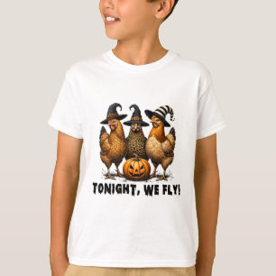 T-shirt Ce Soir, Nous Volons Halloween Poulet Chute Animau