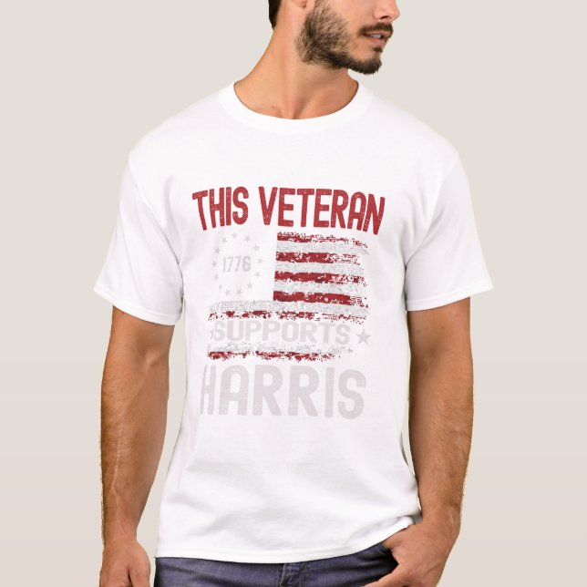 T-shirt Ce vétéran soutient Harris (Devant)