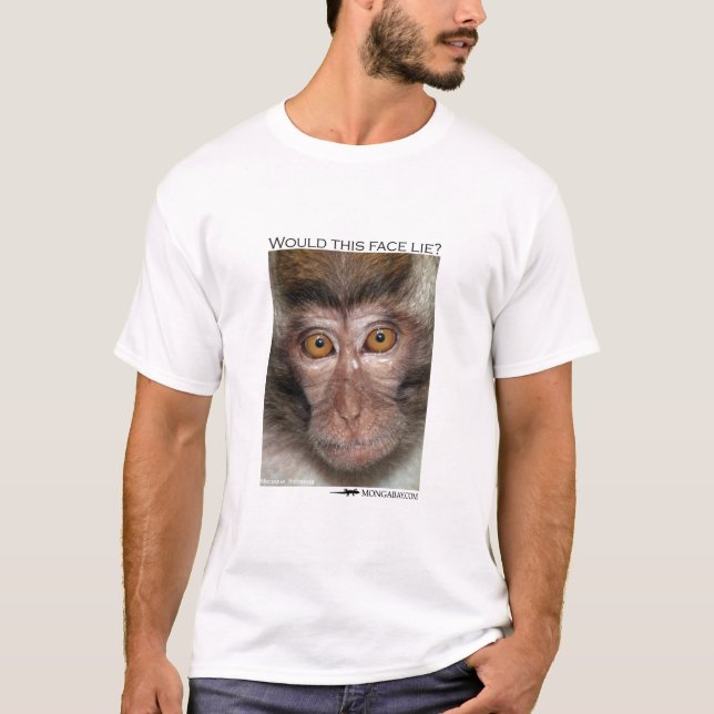 T-shirt Ce visage se trouverait-il ? Singe de Macaque (Devant)