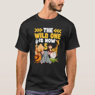 T-shirt Ce Wild One Is Now 5 Zoo Safari 5Anniversaire Pa
