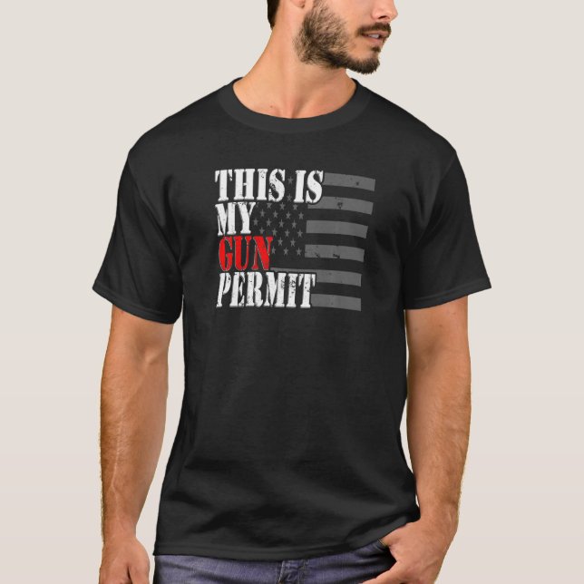 T-shirt Ceci Est Mon Permis D'Arme 2E Amendement Drapeau A (Devant)