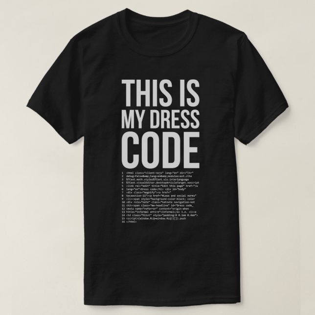 T-shirt Ceci est My Dresscode Coder Developer Ordinateur N (Design devant)