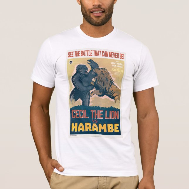 T-shirt Cecil le lion CONTRE Harambe le film de gorille (Devant)