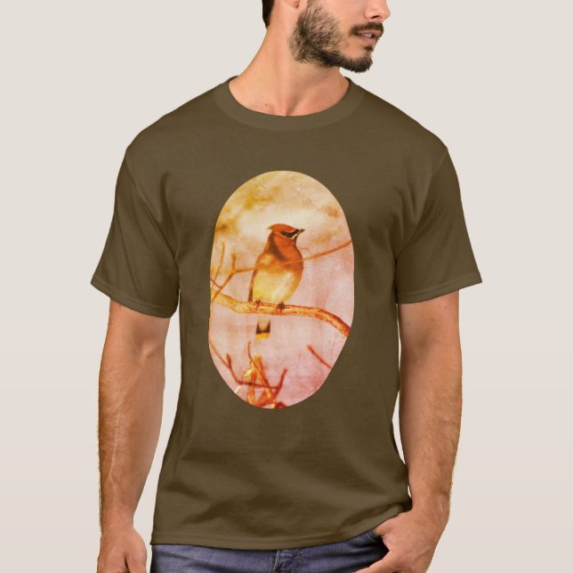 T-shirt Cèdre cirage Oiseau Nature Art (Devant)