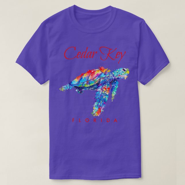 T-shirt Cèdre Key Floride Aquarelle Tortue de mer (Design devant)