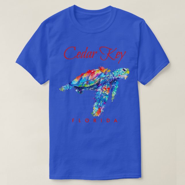 T-shirt Cèdre Key Floride Aquarelle Tortue de mer (Design devant)