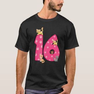 T-shirt Célébrant de l'anniversaire des 16 ans de chat Cha