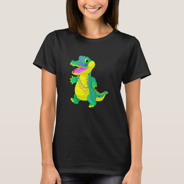 T-shirt Celebrate Madri Gras Alligator Beads Festival Men  (Devant)