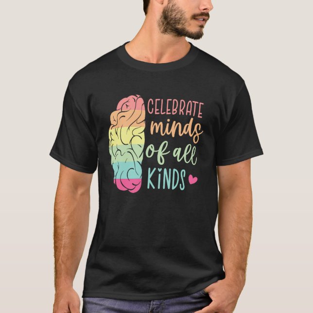T-shirt Celebrate Minds Of All Kinds Autism Awareness Mont (Devant)