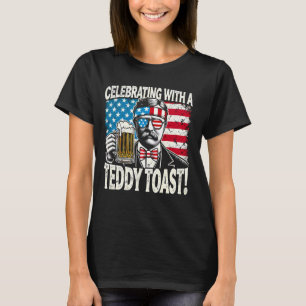 T-shirt Célébration avec un toast en peluche - Drôle Teddy