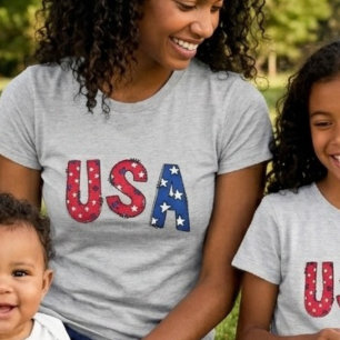 T-shirt Célébration d'anniversaire Fun USA Rouge Blanc et