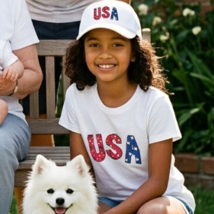 T-Shirt Célébration d'anniversaire USA rouge, blanc et ble