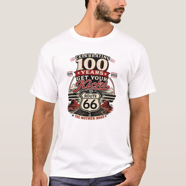 T-shirt Célébration de 100 ans de la route 66 (Devant)