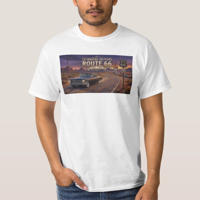 T-shirt Célébration de 100 ans : Route 66 (Devant)