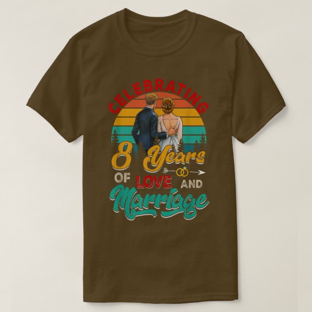 T-shirt Célébration De 8 Ans D'Amour Et De Mariage Mariage (Design devant)