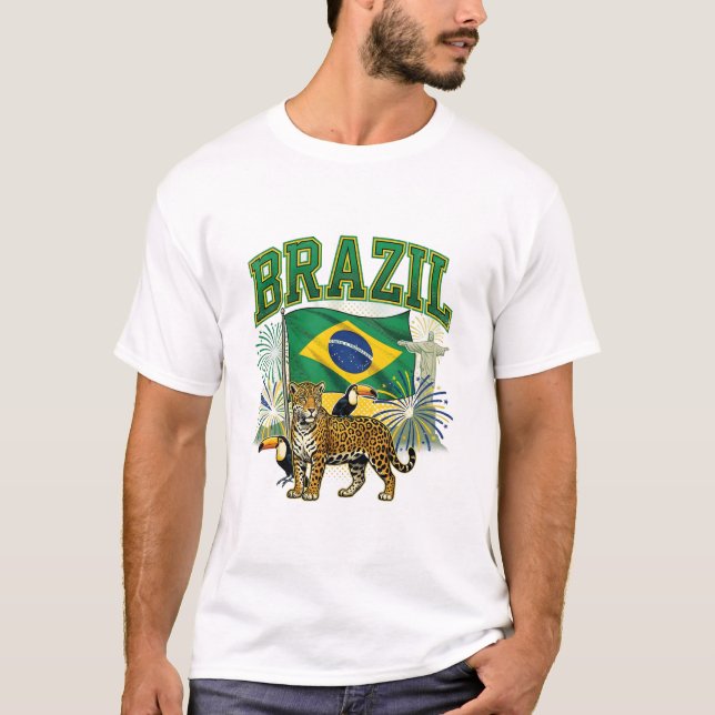 T-shirt Célébration de la faune patriotique du drapeau bré (Devant)