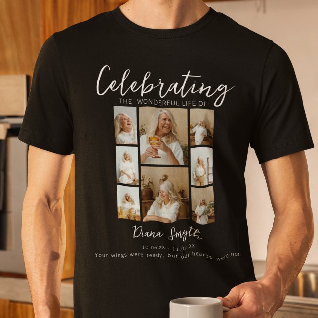 T-shirt Célébration de la vie | Mémorial de collage de 8 p (Créateur téléchargé)