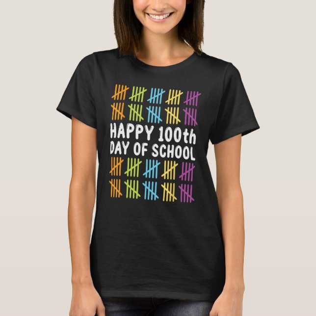 T-shirt Célébration de l'école Enseignant Joyeux 100e jour (Devant)