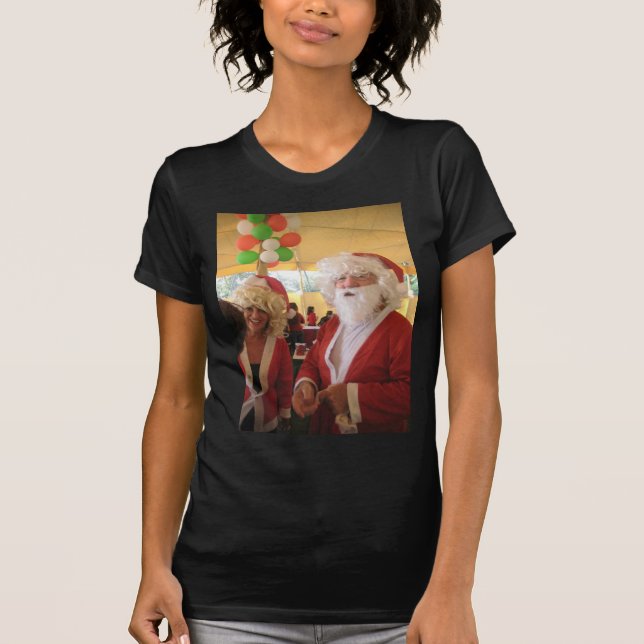 T-shirt Célébration de Noël de père Noël et Mme Claus - Fe (Devant)