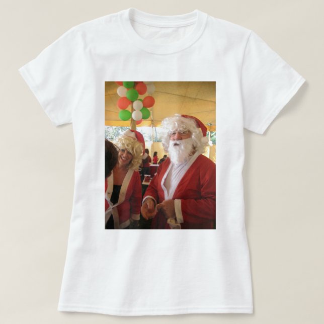 T-shirt Célébration de Noël de père Noël et Mme Claus - Fe (Design devant)