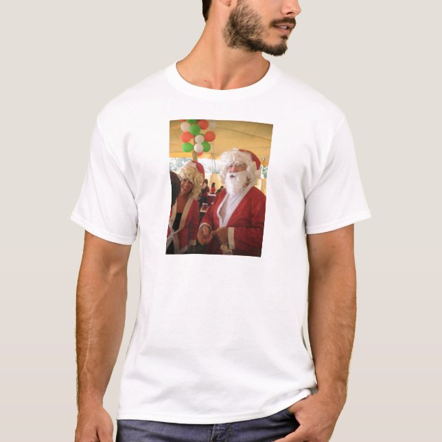 T-shirt Célébration de Noël de père Noël et Mme Claus - Fe (Devant)