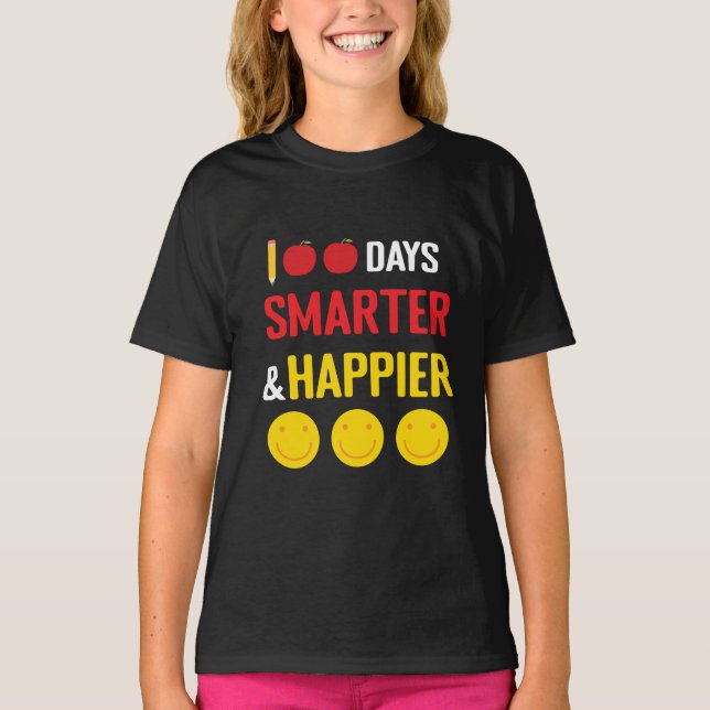 T-shirt Célébration des 100 jours d'école Plus intelligent (Devant)