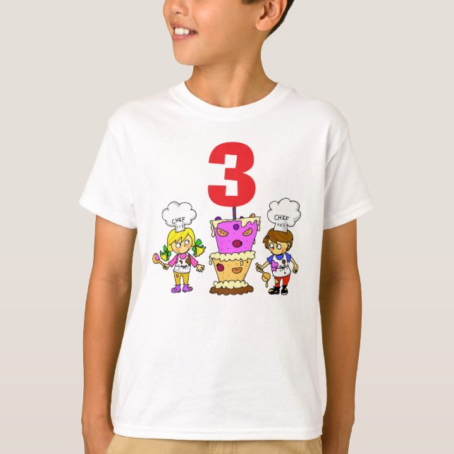 T-shirt Célébration des 3 ans du petit chef enfant (Devant)