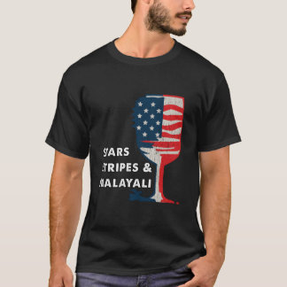 T-shirt Célébration du quatrième juillet du vin Malayali d