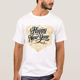 T-shirt Célébration festive du Nouvel An élégante et dorée