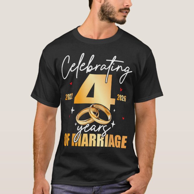 T-shirt Célébrer 2022 4 ans de mariage (Devant)