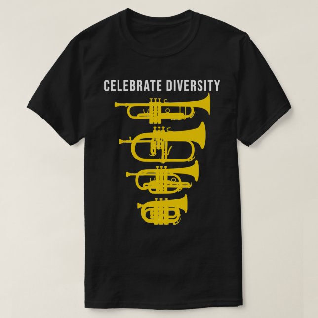 T-shirt Célébrer la diversité Funny Trumpet Flugelhorn Cor (Design devant)