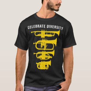 T-shirt Célébrer la diversité Funny Trumpet Flugelhorn Cor